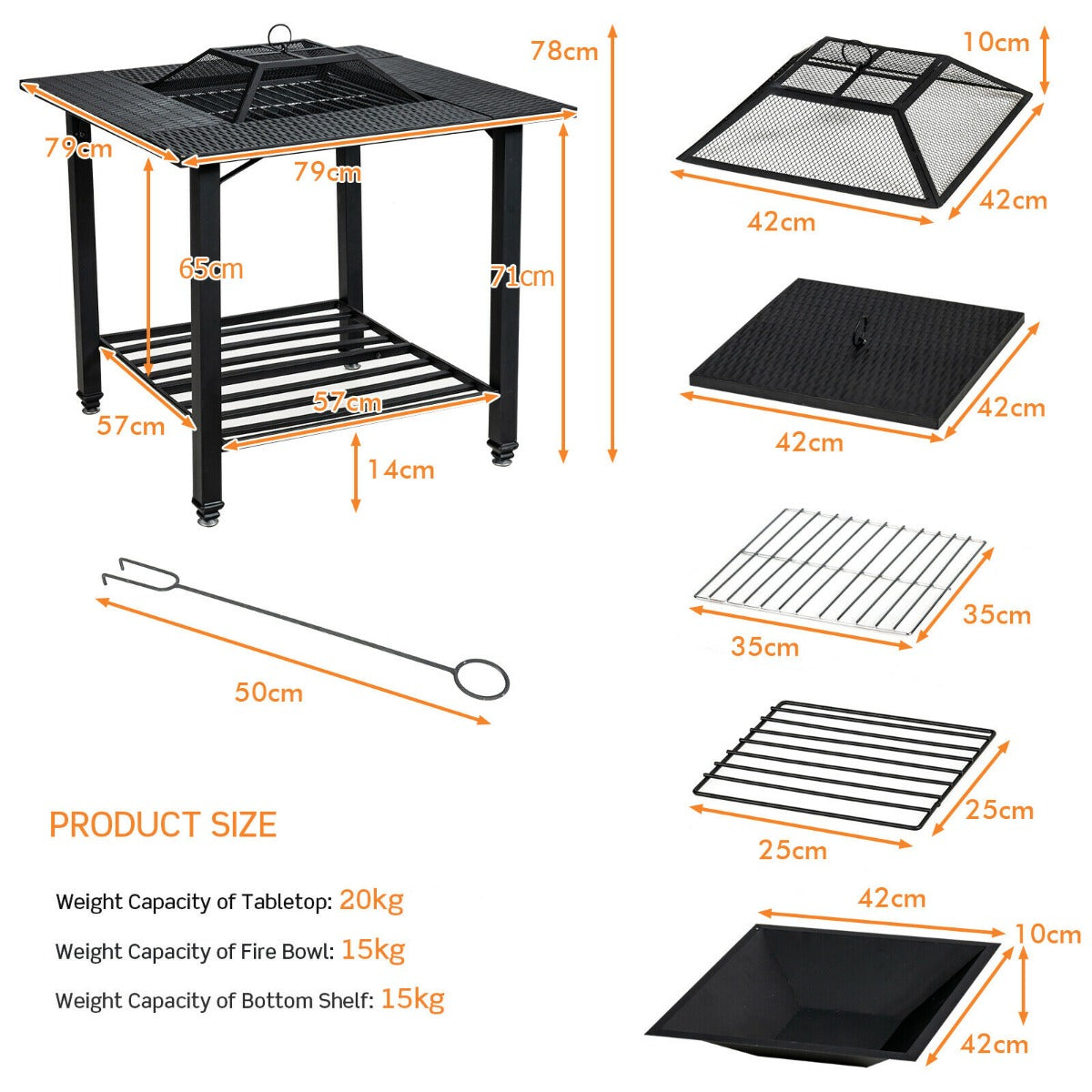 Costway Outdoor Fire Pit Dining Table with Mesh Cover for Poolside