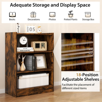 Costway Floor Standing Open Bookshelf with Adjustable Shelves for Living Room, Bedroom, Study-Brown