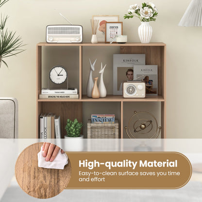 Open Shelf Bookcase with 4 Compartments for Living Room Bedroom-Natural