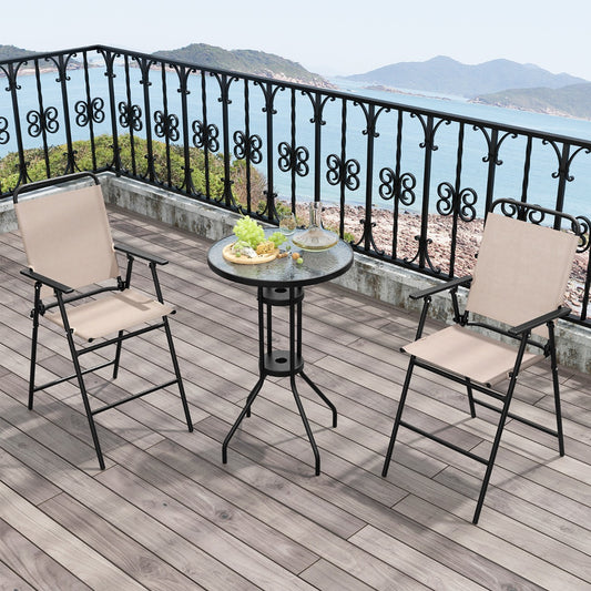 Costway 3 PCS Outdoor Bistro Set for Patio/Poolside/Yard