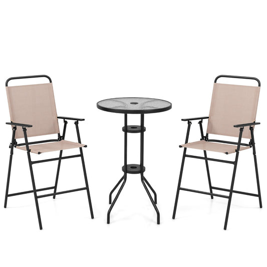 Costway 3 PCS Outdoor Bistro Set for Patio/Poolside/Yard