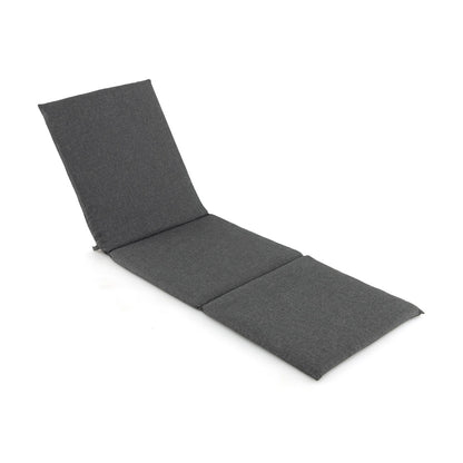 Outdoor Chaise Lounge Cushion with Hook and Loop Fastener Fixing Straps-Dark Grey