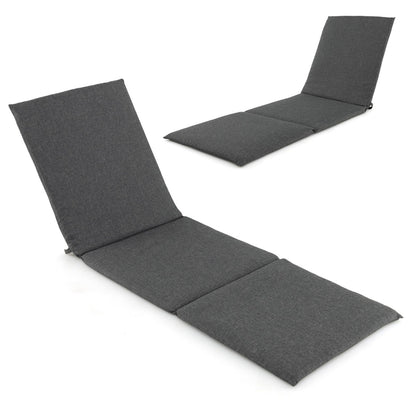 Outdoor Chaise Lounge Cushion with Hook and Loop Fastener Fixing Straps-Dark Grey