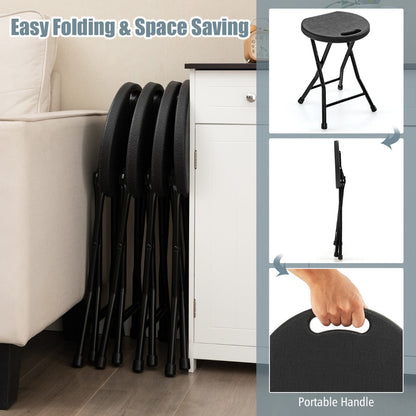 Four compact stools provide convenient extra seating for indoor and outdoor activities