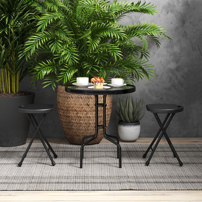 Built-in portable handles make these lightweight folding stools easy to carry anywhere