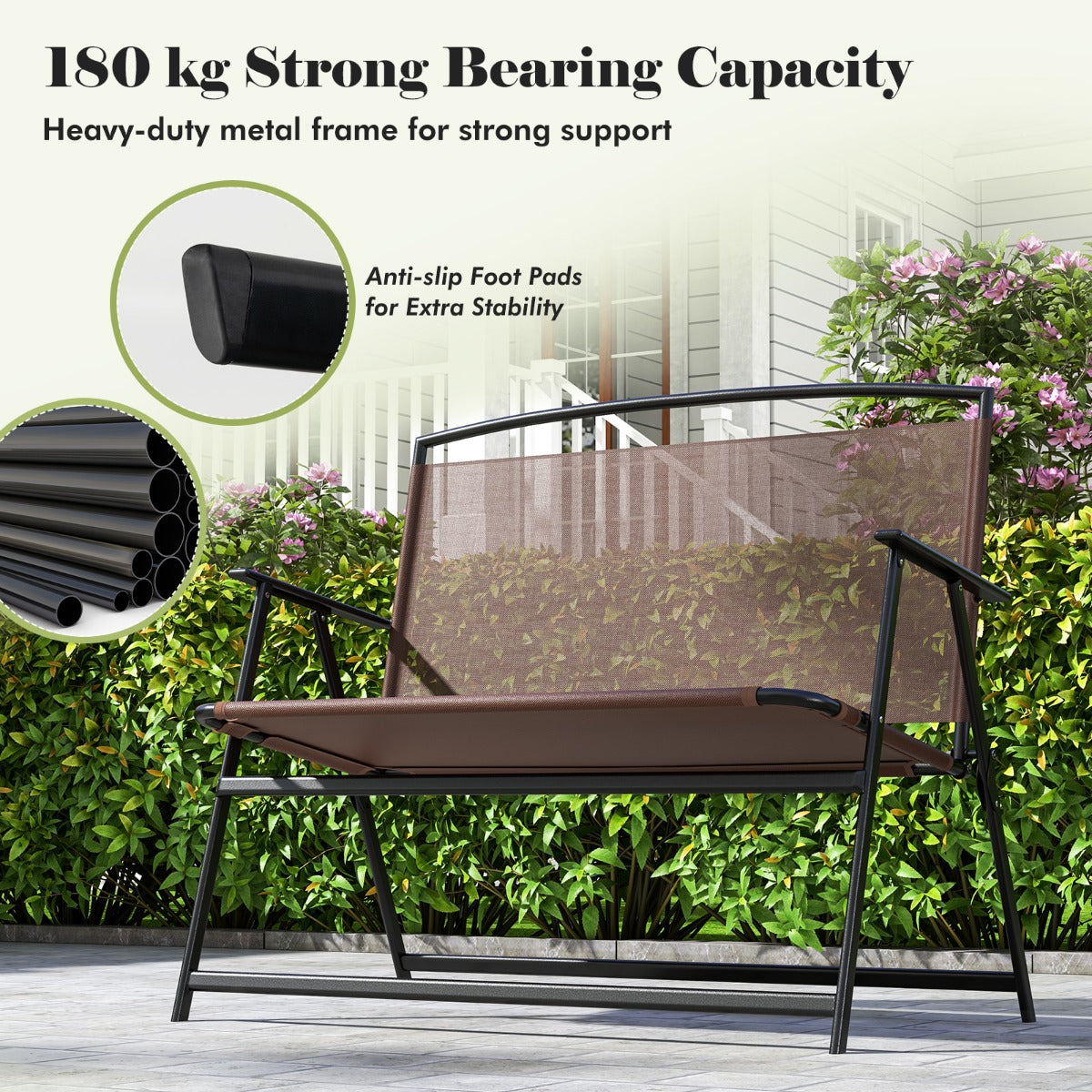 Anti-slip foot pads improve stability and help protect patio, porch and indoor floors from scratches
