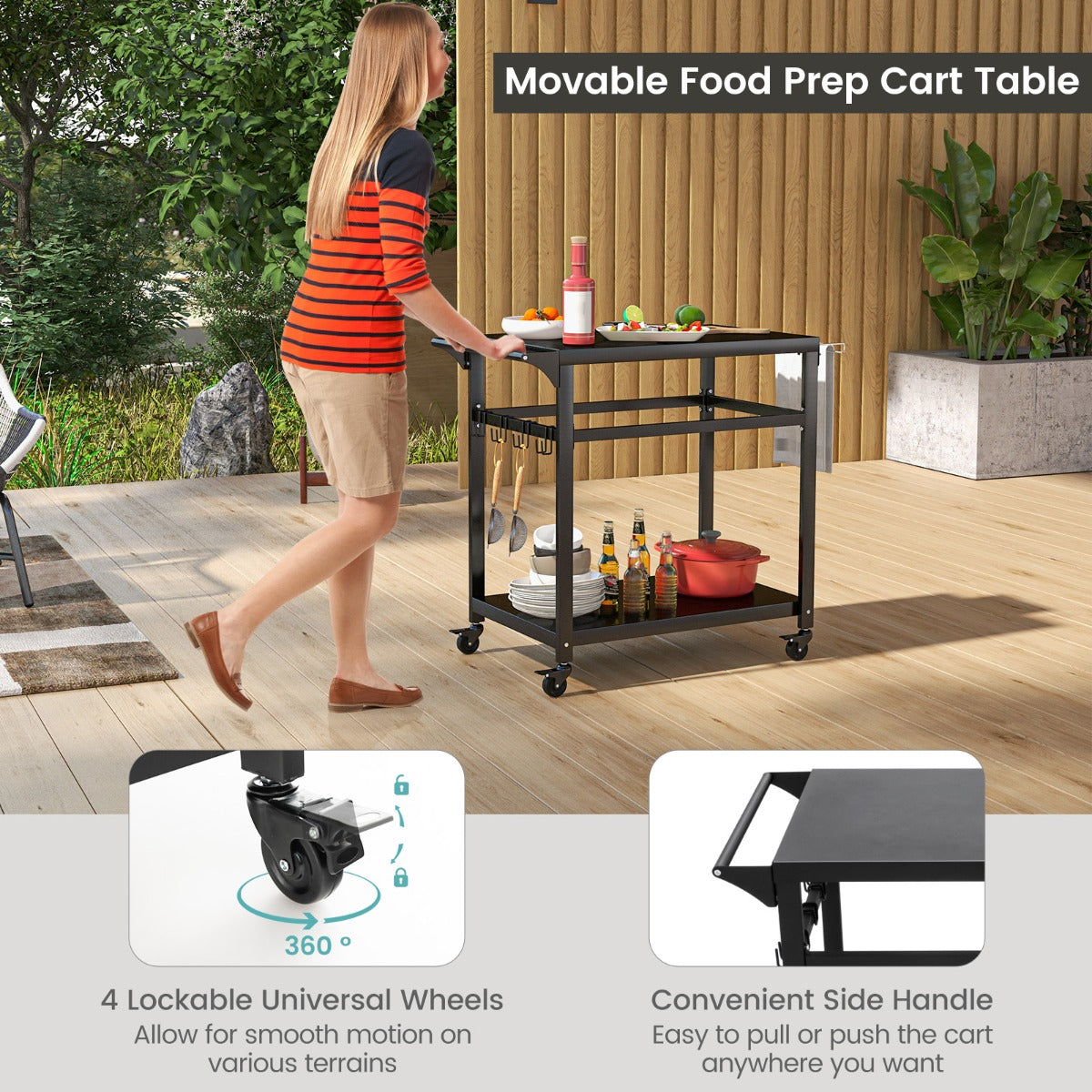 Easy-clean outdoor cooking worktable with waterproof surface and simple numbered-part assembly