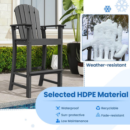 Costway Outdoor HDPE Tall Bar Adirondack Chair Patio Chair 30 Inches Seat Height-Black