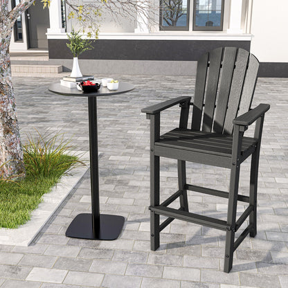 Costway Outdoor HDPE Tall Bar Adirondack Chair Patio Chair 30 Inches Seat Height-Black