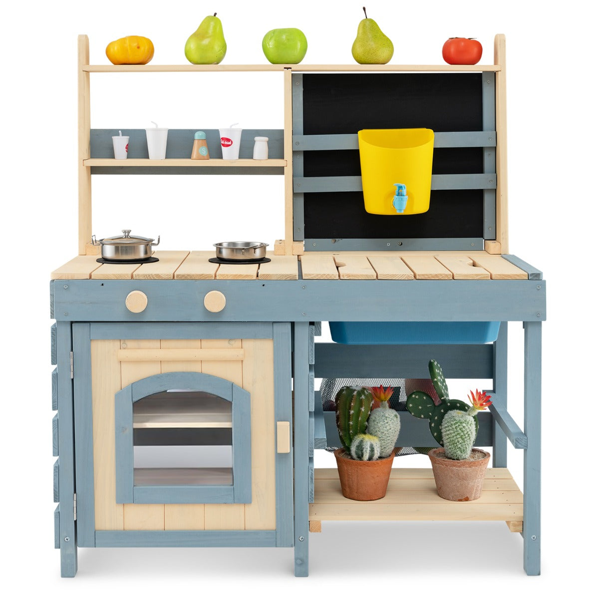 2-In-1 Outdoor Kids Play Kitchen and Grocery Store for 3-8 Years Old Toddlers