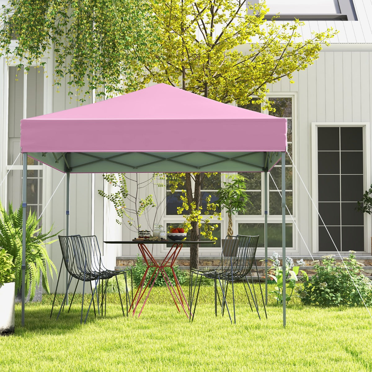 2 x 2m UPF 50+ Outdoor Pop-up Canopy with Adjustable Heights &amp; Carry Bag-Pink