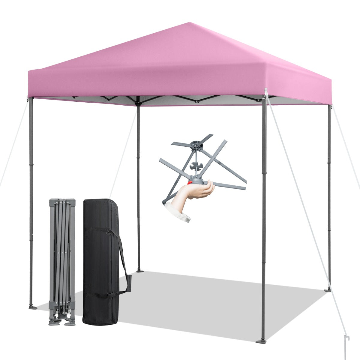 2 x 2m UPF 50+ Outdoor Pop-up Canopy with Adjustable Heights &amp; Carry Bag-Pink