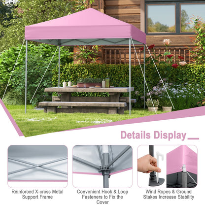 2 x 2m UPF 50+ Outdoor Pop-up Canopy with Adjustable Heights &amp; Carry Bag-Pink