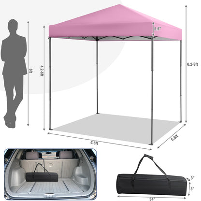 2 x 2m UPF 50+ Outdoor Pop-up Canopy with Adjustable Heights &amp; Carry Bag-Pink