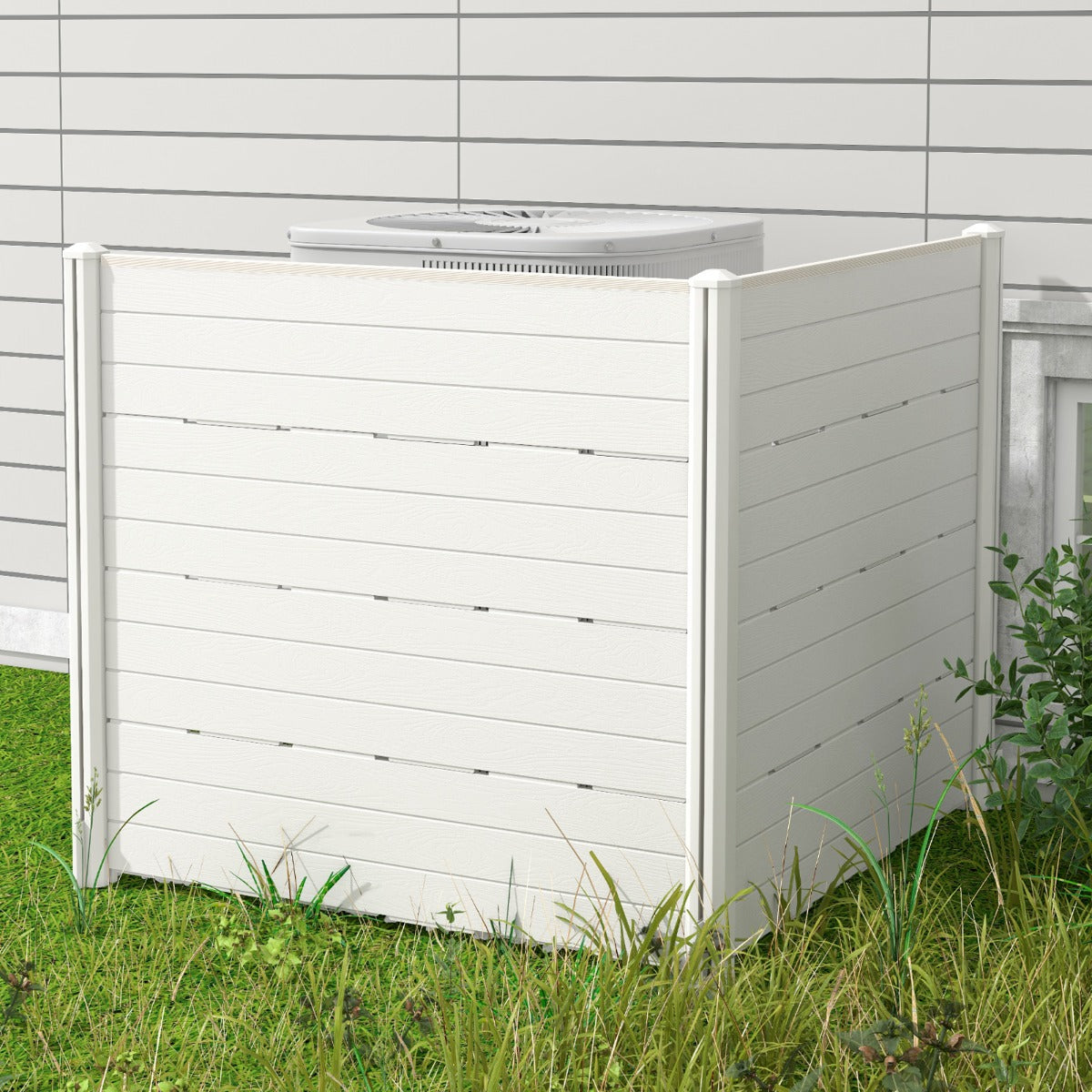 120x115 cm Outdoor Privacy Screen, Weatherproof HDPE Fence - White