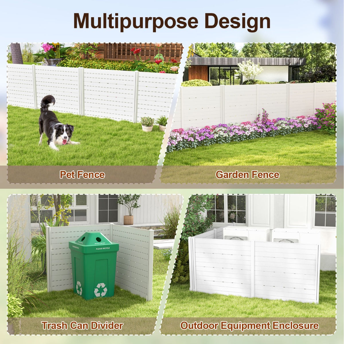 120x115 cm Outdoor Privacy Screen, Weatherproof HDPE Fence - White