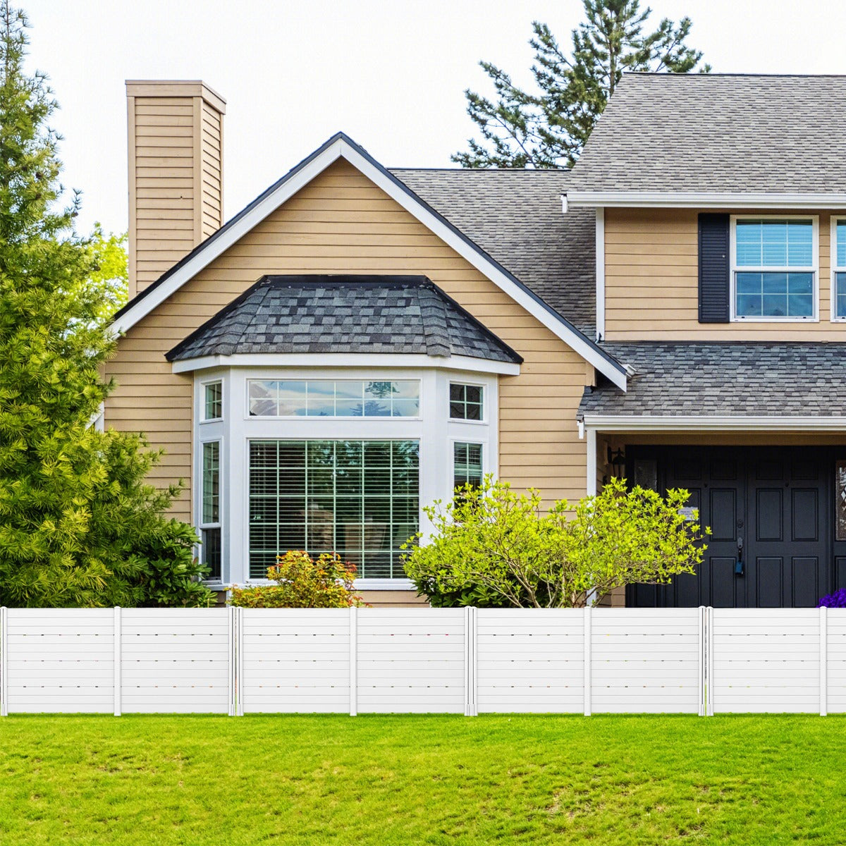 120x115 cm Outdoor Privacy Screen, Weatherproof HDPE Fence - White