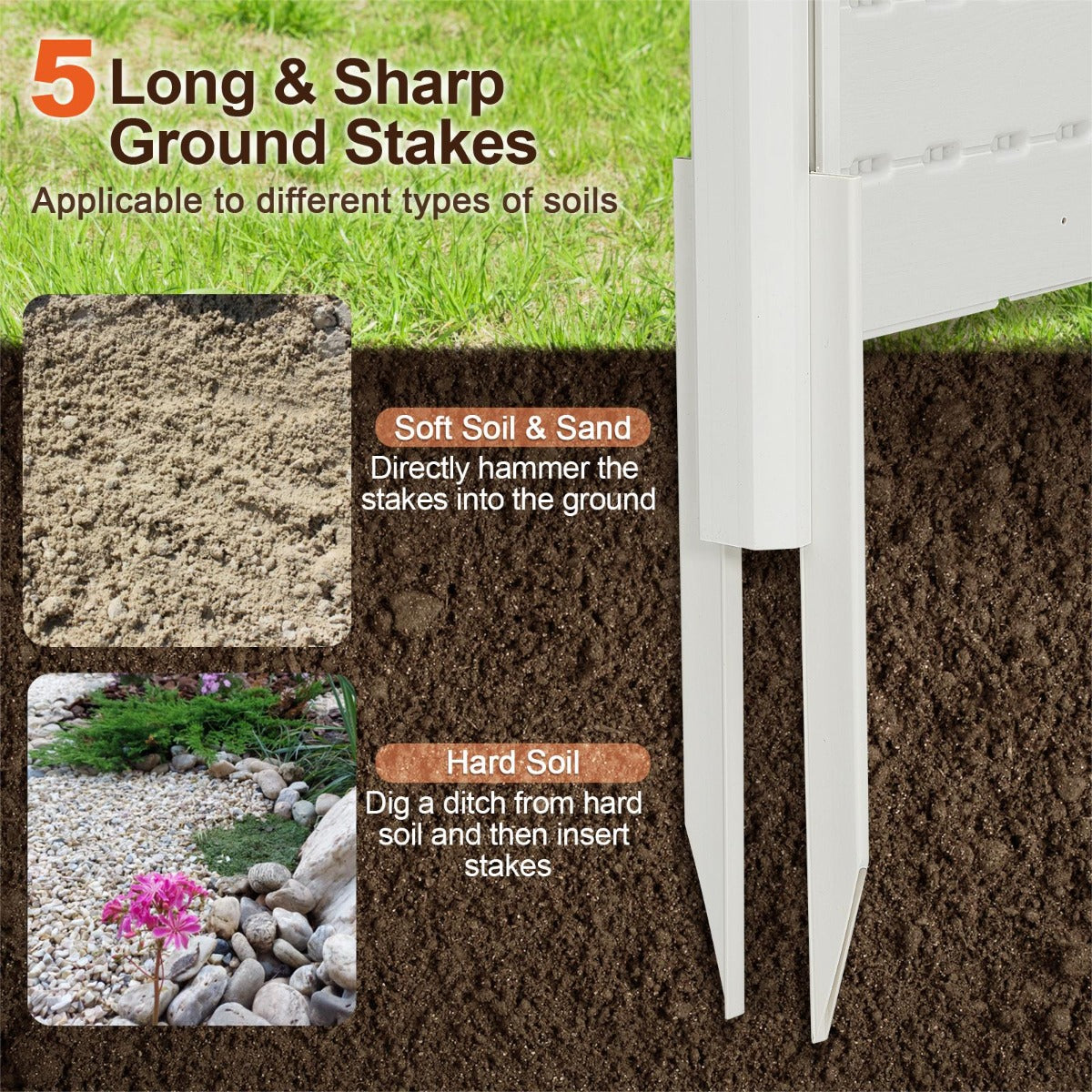 120x115 cm Outdoor Privacy Screen, Weatherproof HDPE Fence - White