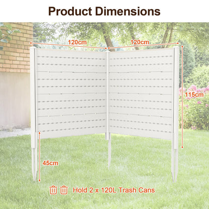 120x115 cm Outdoor Privacy Screen, Weatherproof HDPE Fence - White