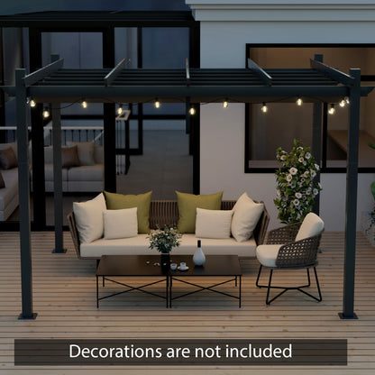 Costway Outdoor Retractable Pergola with Retractable Canopy Cover for Garden-Grey
