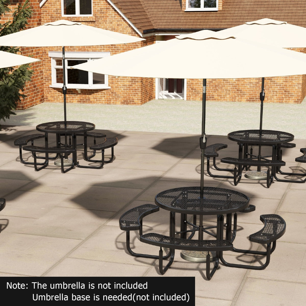 Heavy-duty picnic table supports 100 kg while each bench supports up to 225 kg