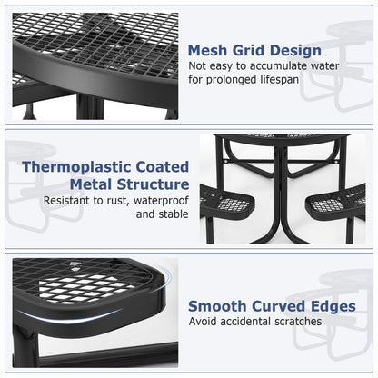 Black commercial picnic table set is suitable for barbecues, picnics, parties, and events