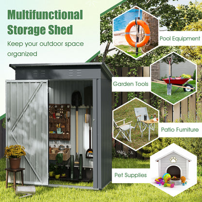 1.5 x 0.9M Outdoor Storage Shed Galvanized Metal Tool House-Grey