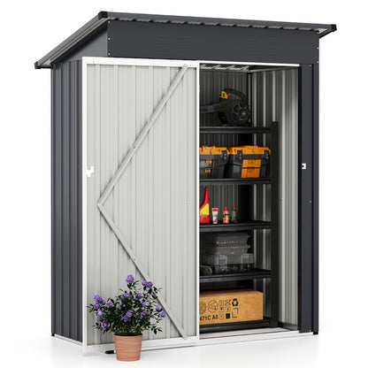 1.5 x 0.9M Outdoor Storage Shed Galvanized Metal Tool House-Grey
