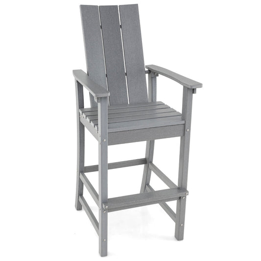 Tall Adirondack bar chair features a 77 cm seat height for outdoor counters and bar tables