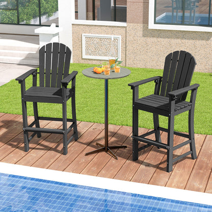 Costway Outdoor HDPE Tall Bar Adirondack Chair Patio Chair 30 Inches Seat Height-Dark Black
