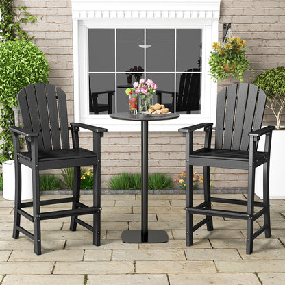 Costway Outdoor HDPE Tall Bar Adirondack Chair Patio Chair 30 Inches Seat Height-Dark Black