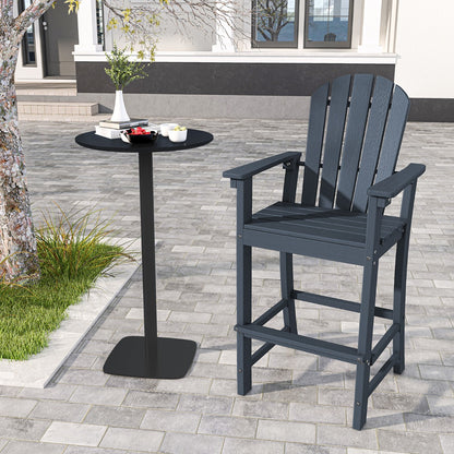 Costway Outdoor HDPE Tall Bar Adirondack Chair Patio Chair 30 Inches Seat Height-Navy
