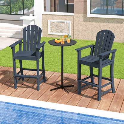 Costway Outdoor HDPE Tall Bar Adirondack Chair Patio Chair 30 Inches Seat Height-Navy