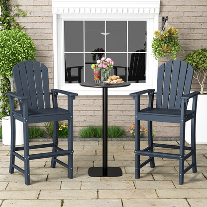 Costway Outdoor HDPE Tall Bar Adirondack Chair Patio Chair 30 Inches Seat Height-Navy