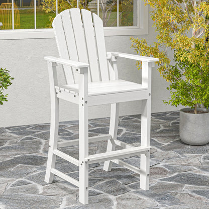 Costway Outdoor HDPE Tall Bar Adirondack Chair Patio Chair 30 Inches Seat Height-White