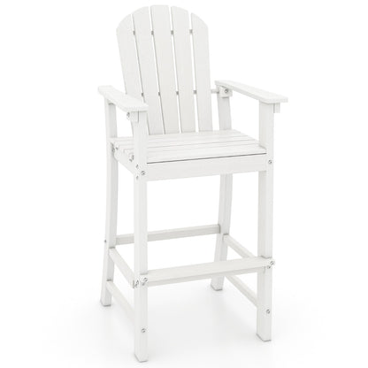 Costway Outdoor HDPE Tall Bar Adirondack Chair Patio Chair 30 Inches Seat Height-White