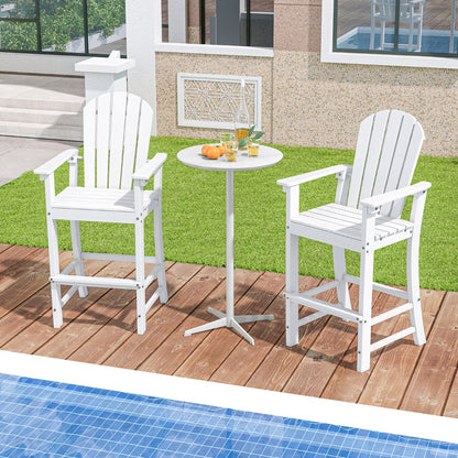 Costway Outdoor HDPE Tall Bar Adirondack Chair Patio Chair 30 Inches Seat Height-White