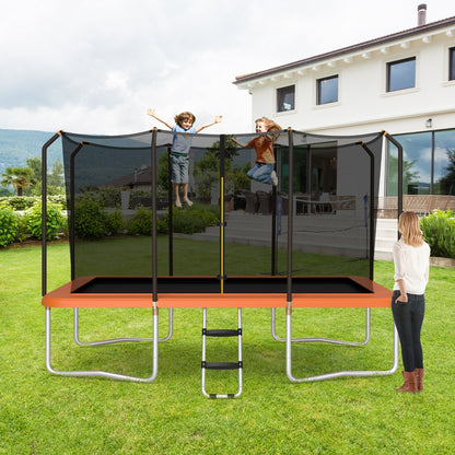 430 cm x 250 cm Rectangular Trampoline with Enclosure Net for Kids and Adults-Orange