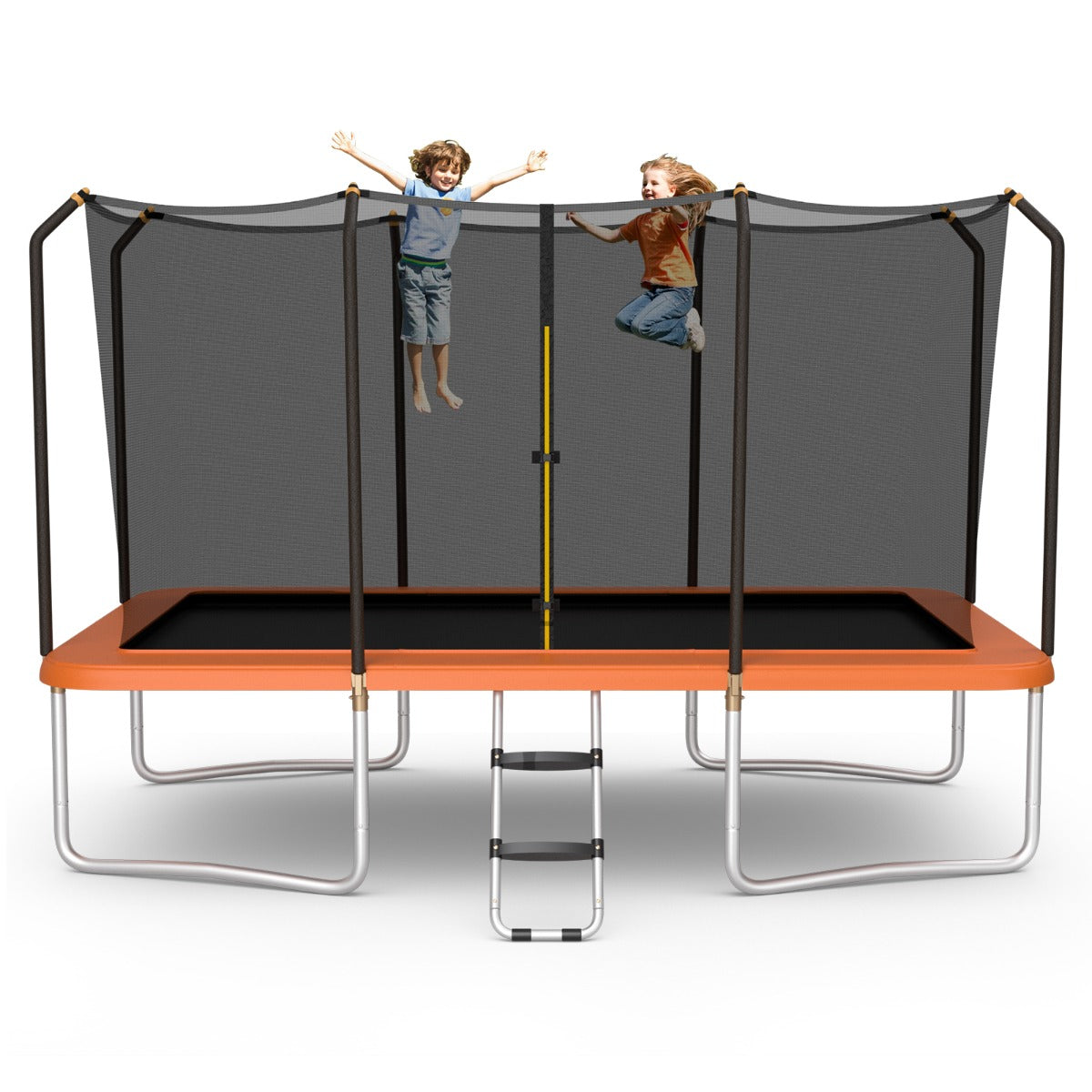 430 cm x 250 cm Rectangular Trampoline with Enclosure Net for Kids and Adults-Orange