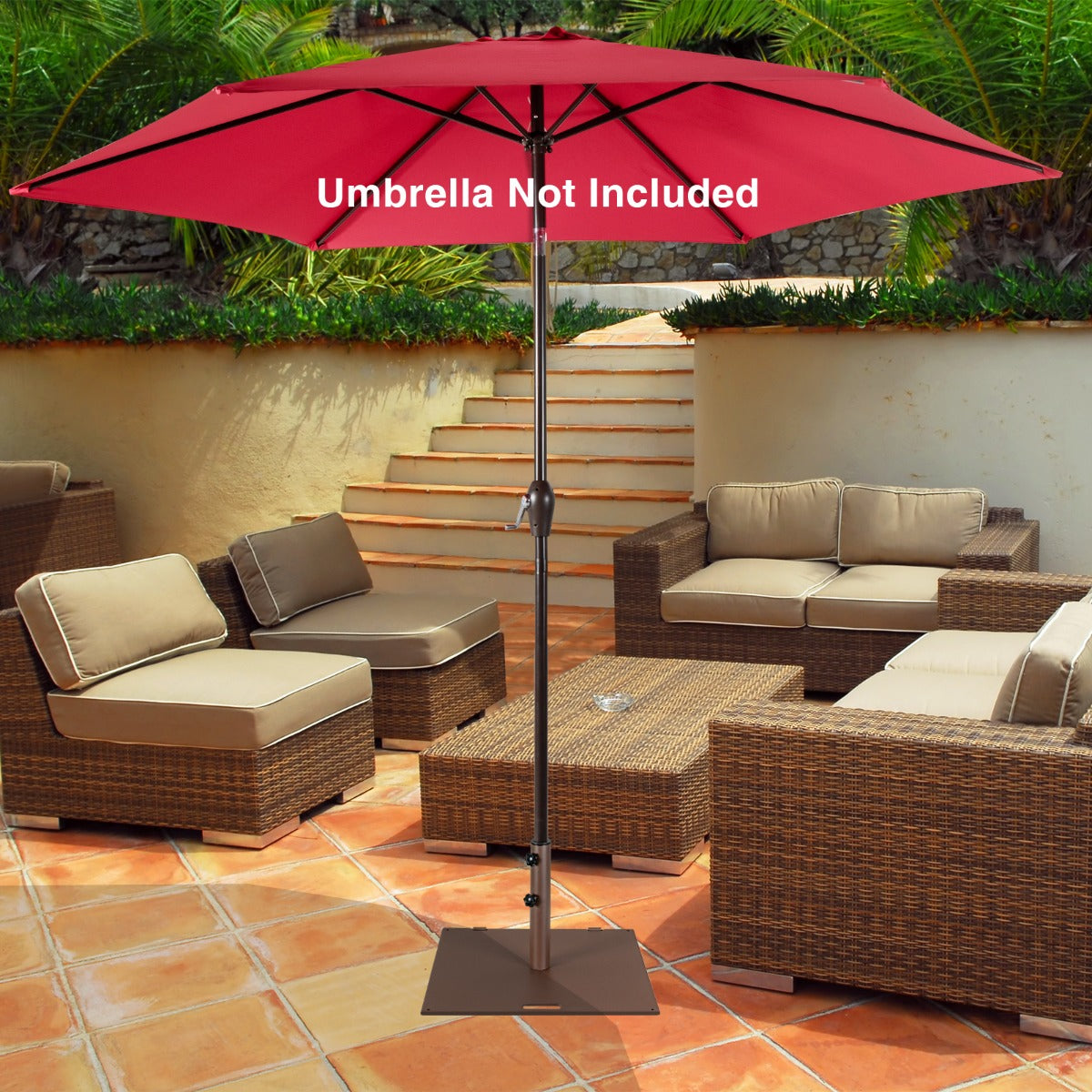 Outdoor Umbrella Stand with Rolling Wheels and Handle