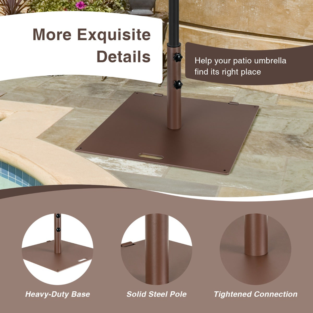 Outdoor Umbrella Stand with Rolling Wheels and Handle
