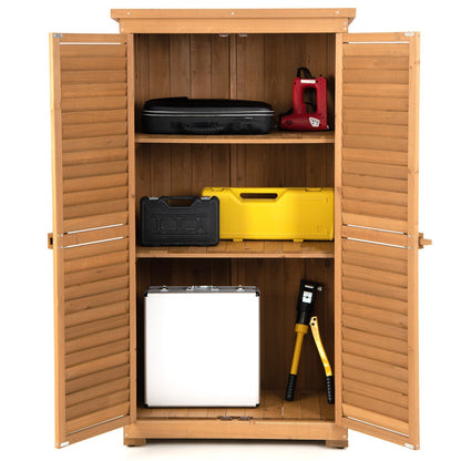 1.6M Outdoor Wooden Garden Shed Cabinet with Removable Shelves, Natural Finish