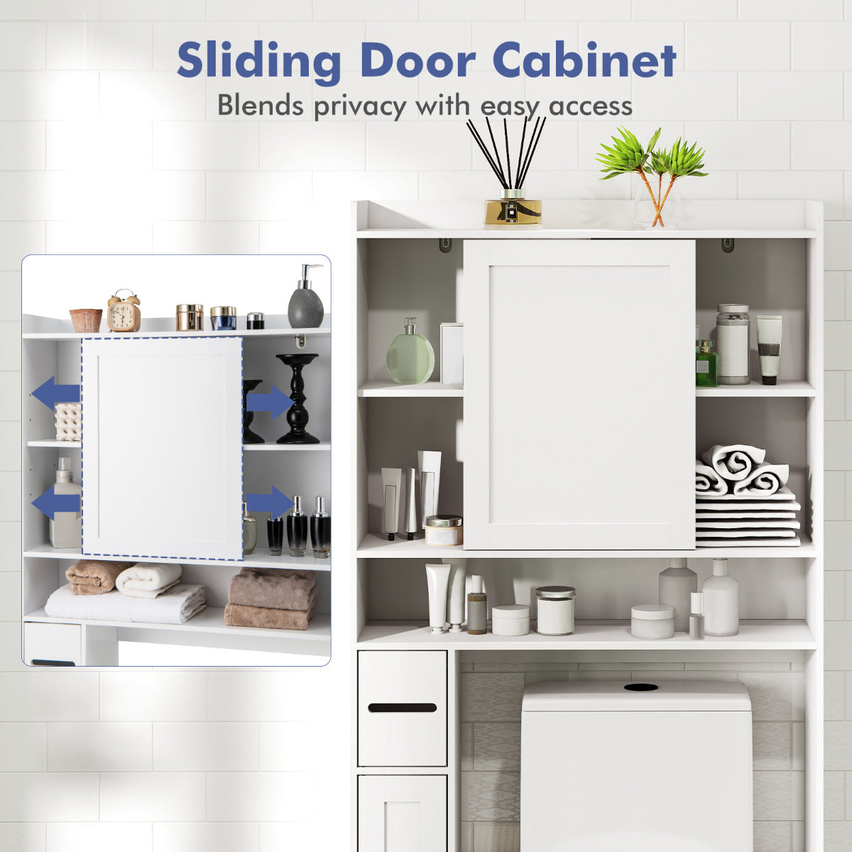 Over the Toilet Cabinet Space-saving Bathroom Storage Organizer-White