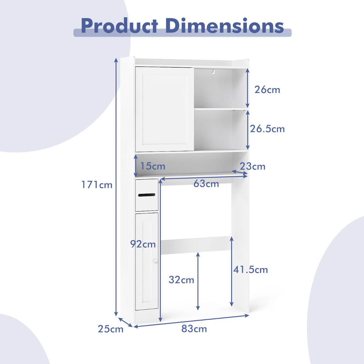 Over the Toilet Cabinet Space-saving Bathroom Storage Organizer-White
