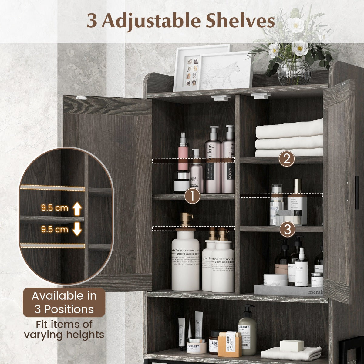 Farmhouse-style toilet storage cabinet adds timeless charm to bathrooms, laundry rooms, and drying areas