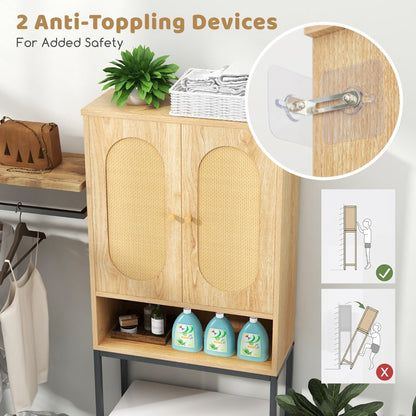 Easy-assembly bathroom space saver made from durable engineered wood, MDF, and rustproof metal