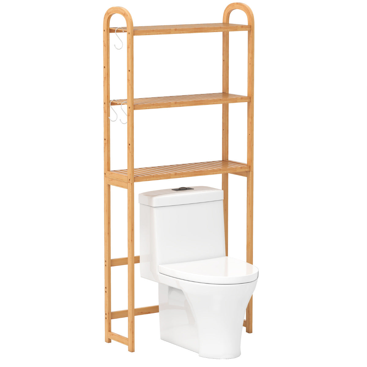 Over the Toilet Storage Rack with 5-Position Shelves-Natural