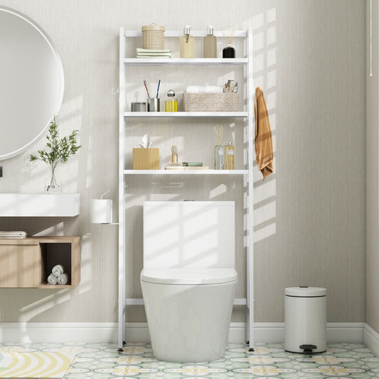 Costway 3-Tier Over The Toilet Storage Shelf with Adjustable Adjustable Bottom Bar-White