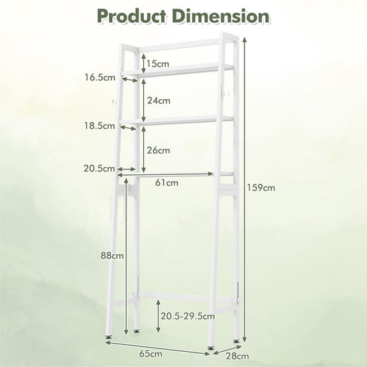 Three-tier toilet rack stand provides organized storage for toiletries, towels, cosmetics, paper, and plants