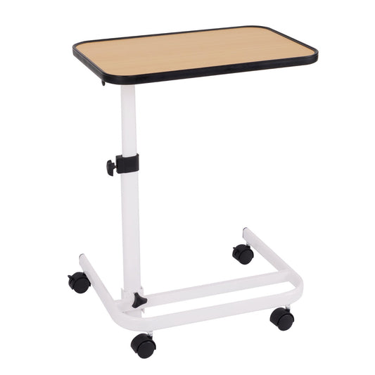 Costway Portable Bedside Table with 9-Level Adjustable Height-Natural